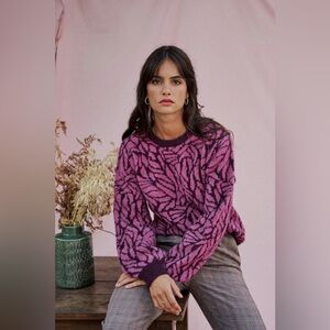 Garance Pink and Purple Patterned Women's Sweater